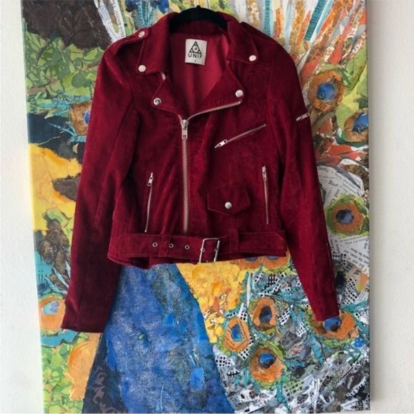 UNIF red velvet sangre Moto jacket Small - Picture 2 of 10